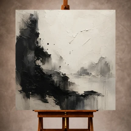 Black Wabi Sabi Wall Art print featuring minimal ink forms and handmade brush textures for elegant interiors