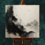 Minimal Black Ink Balance Wabi Sabi Wall Art Canvas Print - Image 2