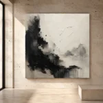 Minimal Black Ink Balance Wabi Sabi Wall Art Canvas Print - Image 3