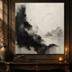 Minimal Black Ink Balance Wabi Sabi Wall Art Canvas Print - Image 4