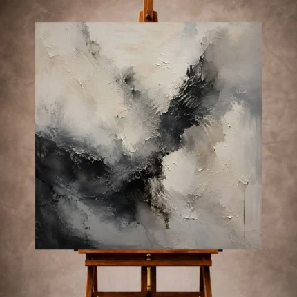 Charcoal Wabi Sabi Wall Art print featuring flowing ink washes and organic brush movements for elegant interiors