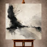 Graphite Wabi Sabi Wall Art print featuring abstract ink textures and organic marks for elegant interiors
