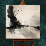 Graphite Ink Texture Wabi Sabi Wall Art Canvas Print - Image 2