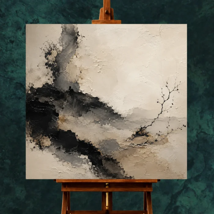 Minimal Ink Balance Wabi Sabi Wall Art Canvas Print styled in a refined interior