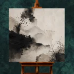 Japanese Ink Shape Wabi Sabi Wall Art Canvas Print - Image 2