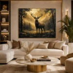 Forest Stag Black & Gold Wall Art Canvas Print - Image 10