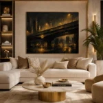 Midnight Overpass Black & Gold Wall Art Canvas Print - Image 10