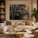 Golden Bamboo Botanical Black & Gold Wall Art Canvas Print - Image 10