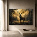 Forest Stag Black & Gold Wall Art Canvas Print - Image 11