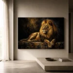 Resting Golden Lion Black & Gold Wall Art Canvas Print - Image 11