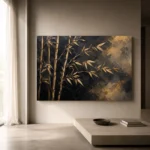 Golden Bamboo Botanical Black & Gold Wall Art Canvas Print - Image 11