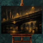 Midnight Overpass Black & Gold Wall Art Canvas Print - Image 2