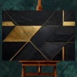 Diagonal Gilded Planes Black & Gold Wall Art Canvas Print - Image 2
