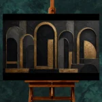 Gilded Archways Black & Gold Wall Art Canvas Print - Image 2