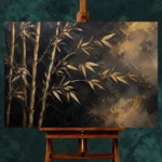 Golden Bamboo Botanical Black & Gold Wall Art Canvas Print - Image 2
