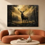 Forest Stag Black & Gold Wall Art Canvas Print - Image 3
