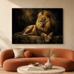 Resting Golden Lion Black & Gold Wall Art Canvas Print - Image 3