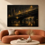 Midnight Overpass Black & Gold Wall Art Canvas Print - Image 3