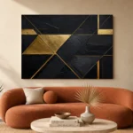 Diagonal Gilded Planes Black & Gold Wall Art Canvas Print - Image 3