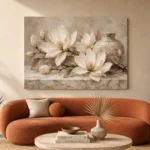Magnolia Vase Still Life Magnolia Wall Art Canvas Print - Image 3