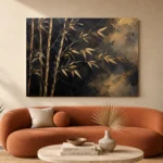 Golden Bamboo Botanical Black & Gold Wall Art Canvas Print - Image 3