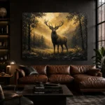 Forest Stag Black & Gold Wall Art Canvas Print - Image 4