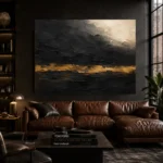Gilded Horizon Black & Gold Wall Art Canvas Print - Image 4