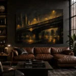 Midnight Overpass Black & Gold Wall Art Canvas Print - Image 4