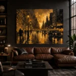 Vintage Taxi Boulevard Black & Gold Wall Art Canvas Print - Image 4