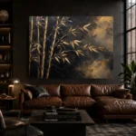 Golden Bamboo Botanical Black & Gold Wall Art Canvas Print - Image 4