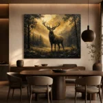 Forest Stag Black & Gold Wall Art Canvas Print - Image 5