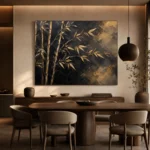 Golden Bamboo Botanical Black & Gold Wall Art Canvas Print - Image 5
