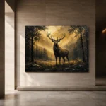Forest Stag Black & Gold Wall Art Canvas Print - Image 6