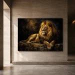 Resting Golden Lion Black & Gold Wall Art Canvas Print - Image 6