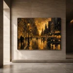 Vintage Taxi Boulevard Black & Gold Wall Art Canvas Print - Image 6