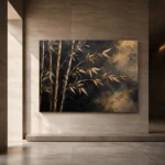 Golden Bamboo Botanical Black & Gold Wall Art Canvas Print - Image 6
