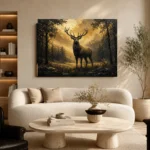 Forest Stag Black & Gold Wall Art Canvas Print - Image 7