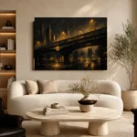 Midnight Overpass Black & Gold Wall Art Canvas Print - Image 7
