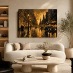 Vintage Taxi Boulevard Black & Gold Wall Art Canvas Print - Image 7