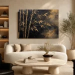 Golden Bamboo Botanical Black & Gold Wall Art Canvas Print - Image 7
