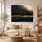 Gilded Horizon Black & Gold Wall Art Canvas Print - Image 8