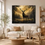 Forest Stag Black & Gold Wall Art Canvas Print - Image 8