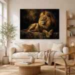 Resting Golden Lion Black & Gold Wall Art Canvas Print - Image 8
