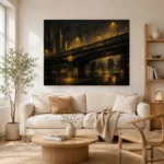 Midnight Overpass Black & Gold Wall Art Canvas Print - Image 8