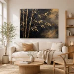 Golden Bamboo Botanical Black & Gold Wall Art Canvas Print - Image 8