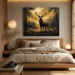 Forest Stag Black & Gold Wall Art Canvas Print - Image 9