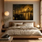 Harbor Skyline Black & Gold Wall Art Canvas Print - Image 9