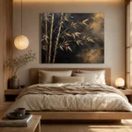 Golden Bamboo Botanical Black & Gold Wall Art Canvas Print - Image 9