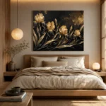 Golden Iris Botanical Black & Gold Wall Art Canvas Print - Image 9