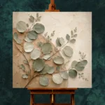 Warm Plaster Eucalyptus Wall Art Canvas Print - Image 2